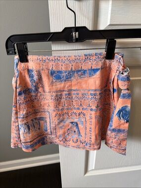 Southern Saint Peach and Blue Bandana Print Mini Skort